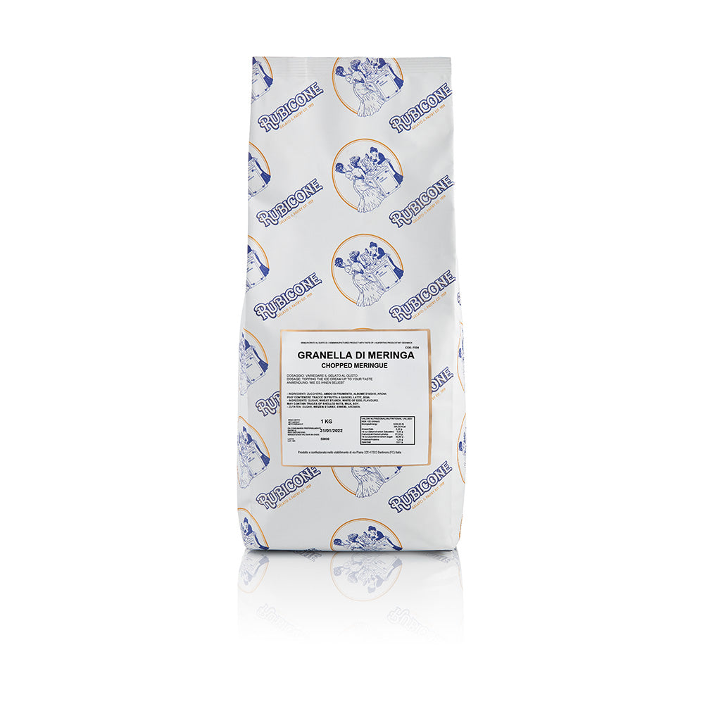 1 KG bag of Rubicone Chopped Meringue on a white background