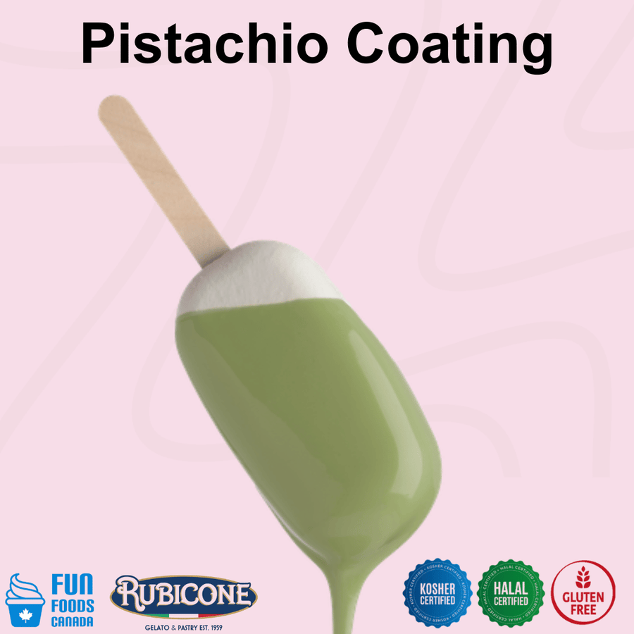 Rubicone Pistachio Coating for gelato bars and frozen desserts – kosher, halal and gluten-free coating.
