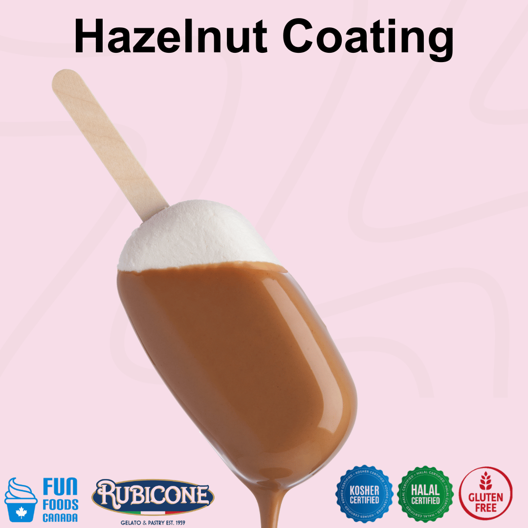 Rubicone Hazelnut Coating for gelato bars and frozen desserts – kosher, halal and gluten-free coating.
