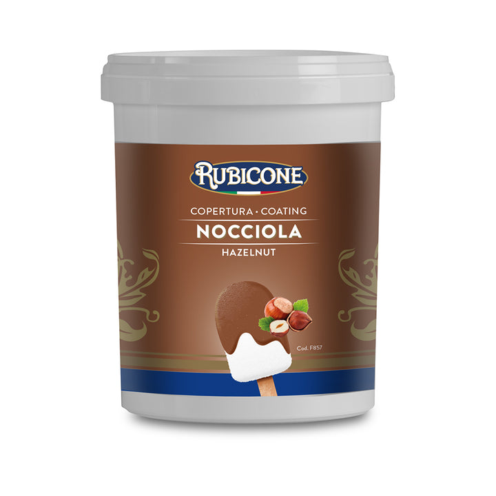 Rubicone Hazelnut Cone Dip Coating - 1.5 KG Bucket on a white background 
