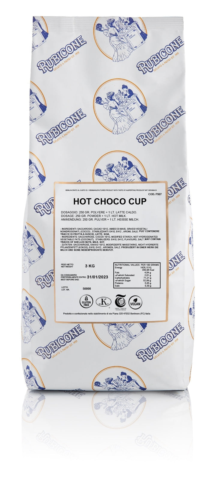 Rubicone Hot Choco Cup 3 KG bag on a white background