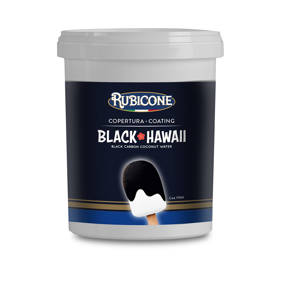 Vegan Black Hawaii Cone Dip Coating - 1.5 KG Bucket on a white background by Rubicone Canada
