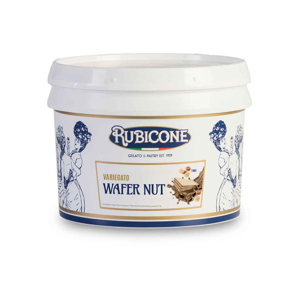 Rubicone Wafer Nut Sundae Dessert Topping, 3 KG bucket on a white background