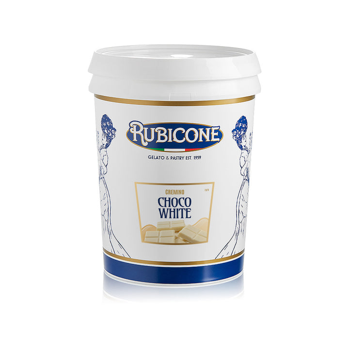 White Chocolate spreadable cream, 5 KG bucket on a white background - Cremino Choco White by Rubicone - Canadian distributor