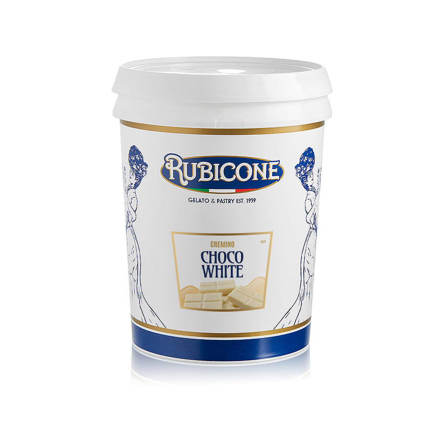 White Chocolate spreadable cream, 5 KG bucket on a white background - Cremino Choco White by Rubicone - Canadian distributor