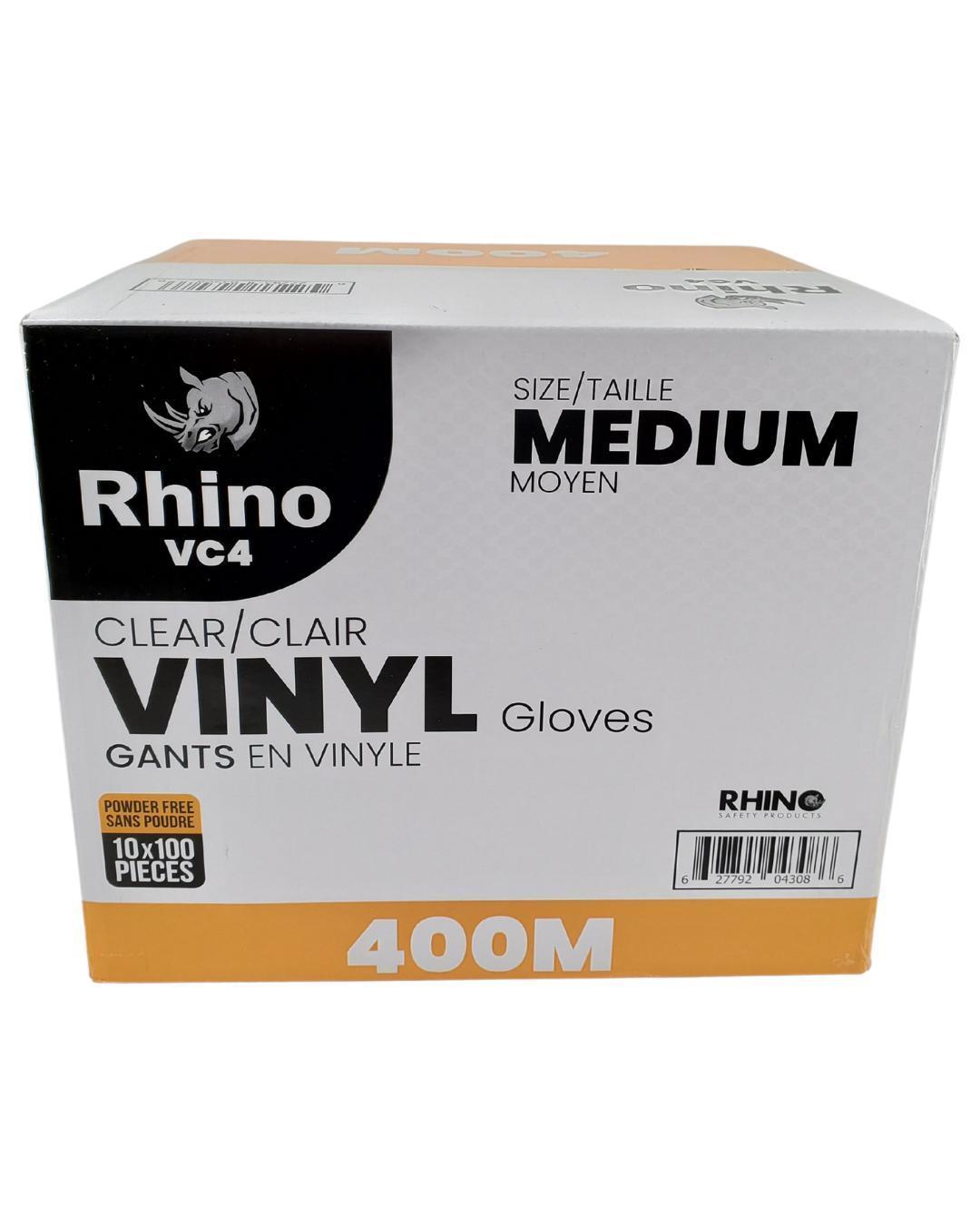 Rhino - VC4 - Clear Vinyl Gloves - Medium - 10 x 100 count