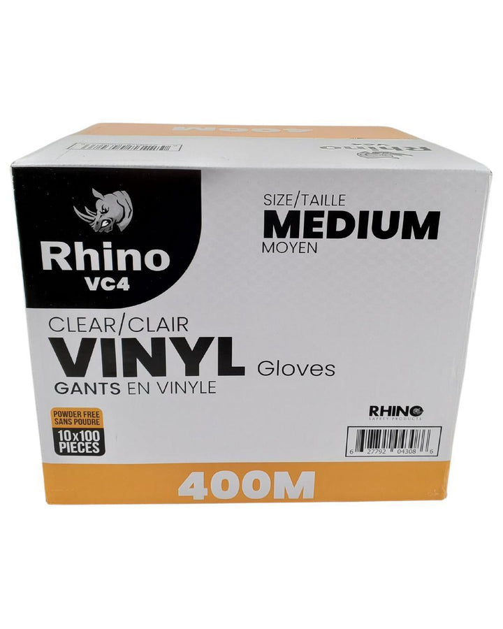 Rhino - VC4 - Clear Vinyl Gloves - Medium - 10 x 100 count