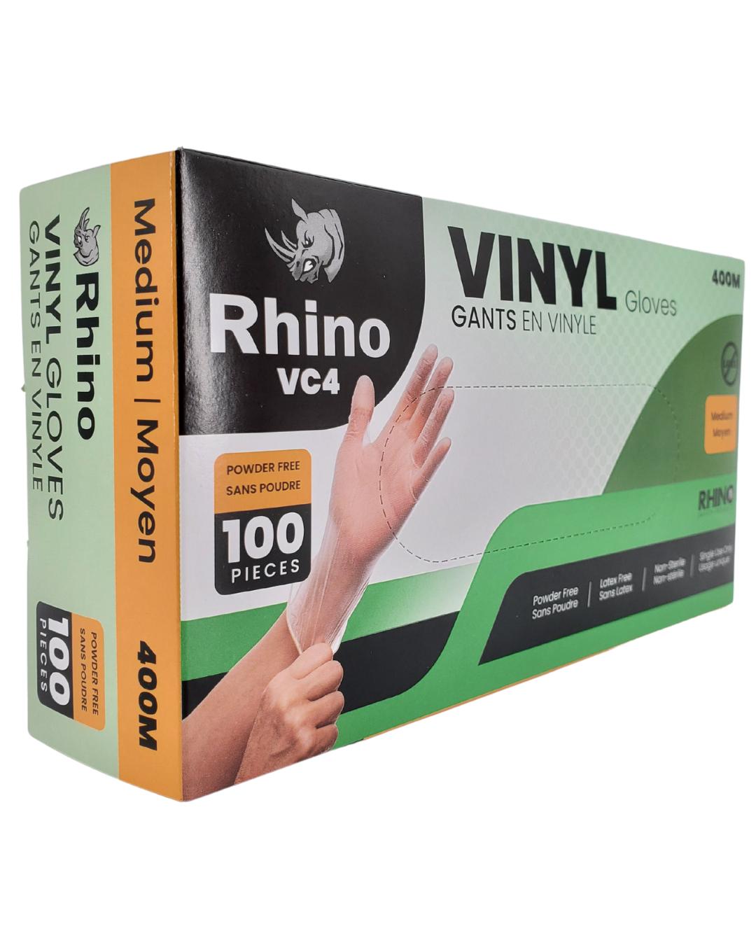 Rhino - VC4 - Clear Vinyl Gloves - Medium - 10 x 100 count