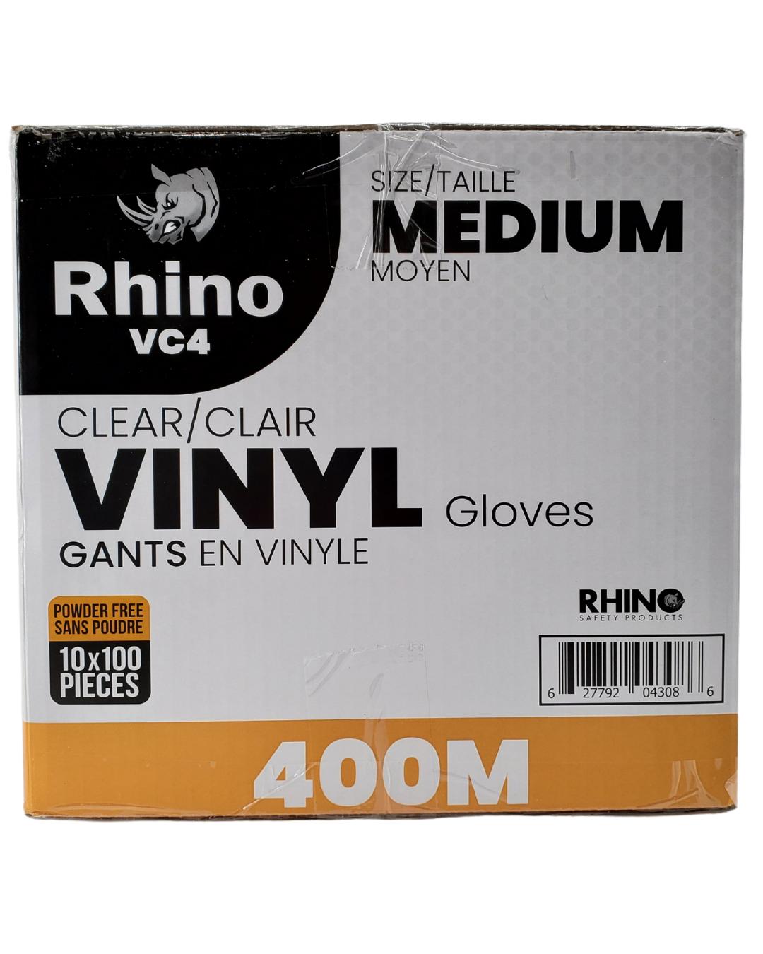 Rhino - VC4 - Clear Vinyl Gloves - Medium - 10 x 100 count