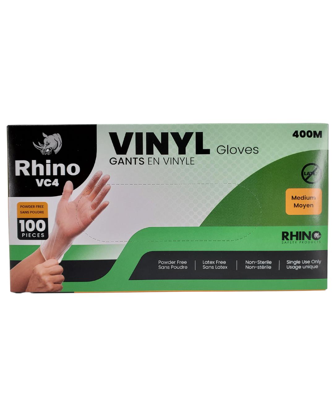 Rhino - VC4 - Clear Vinyl Gloves - Medium - 10 x 100 count