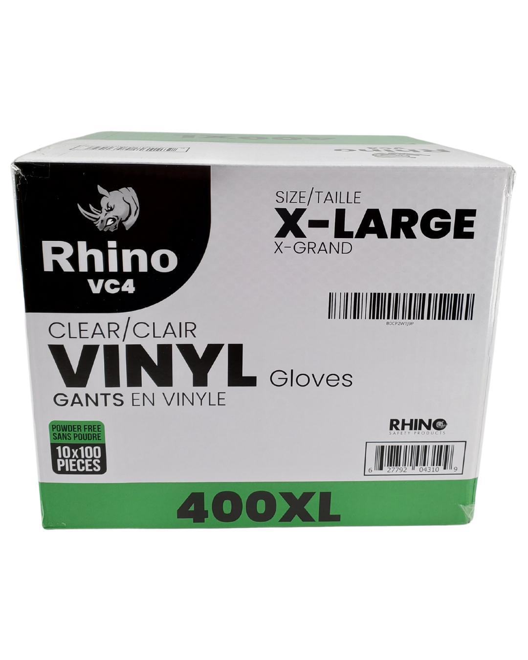Rhino - VC4 - Clear Vinyl Gloves - Extra Large - 10 x 100 count
