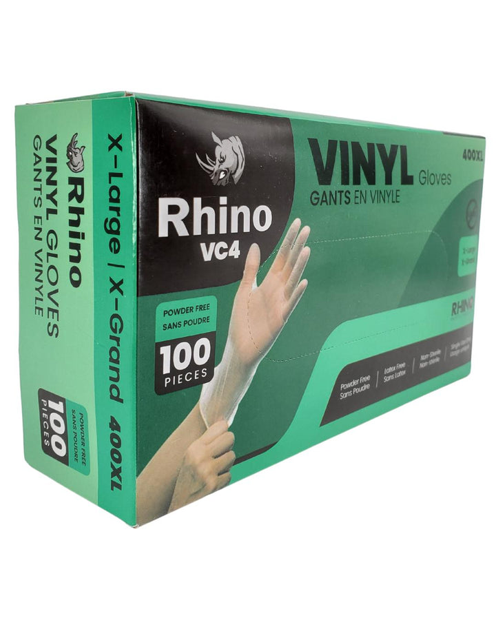 Rhino - VC4 - Clear Vinyl Gloves - Extra Large - 10 x 100 count