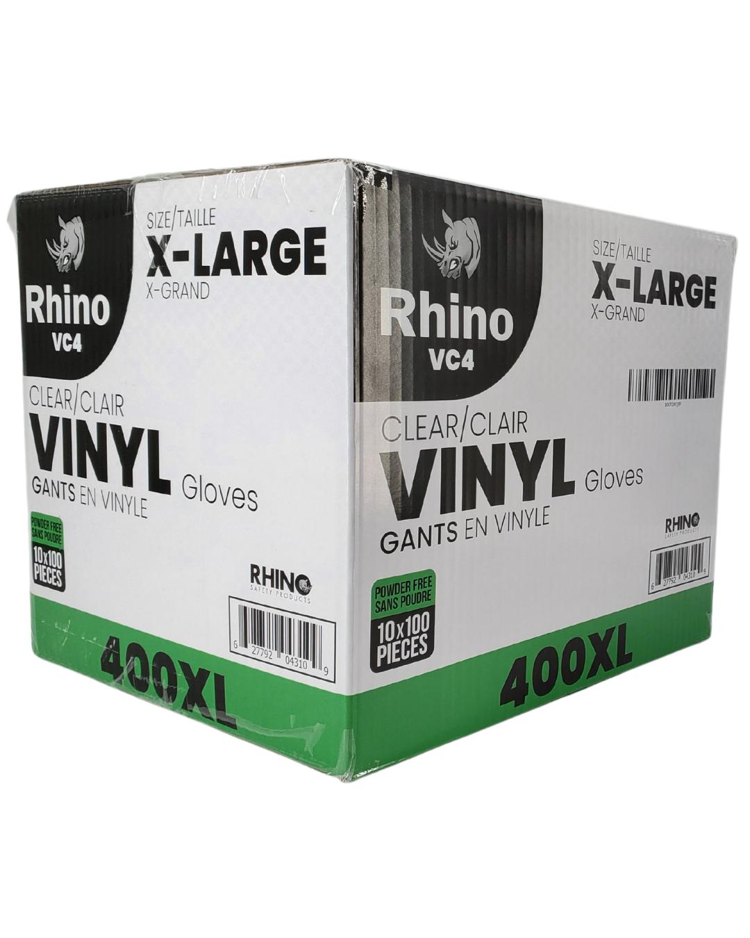 Rhino - VC4 - Clear Vinyl Gloves - Extra Large - 10 x 100 count