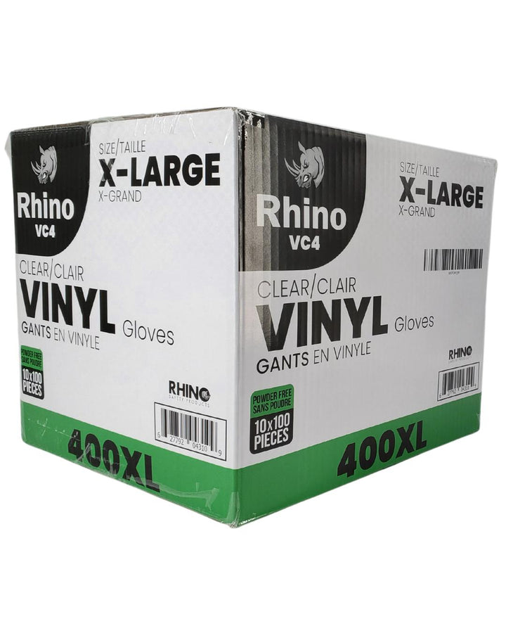 Rhino - VC4 - Clear Vinyl Gloves - Extra Large - 10 x 100 count