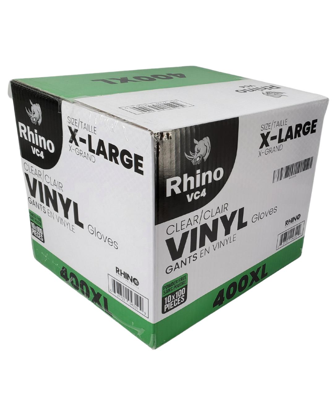 Rhino - VC4 - Clear Vinyl Gloves - Extra Large - 10 x 100 count