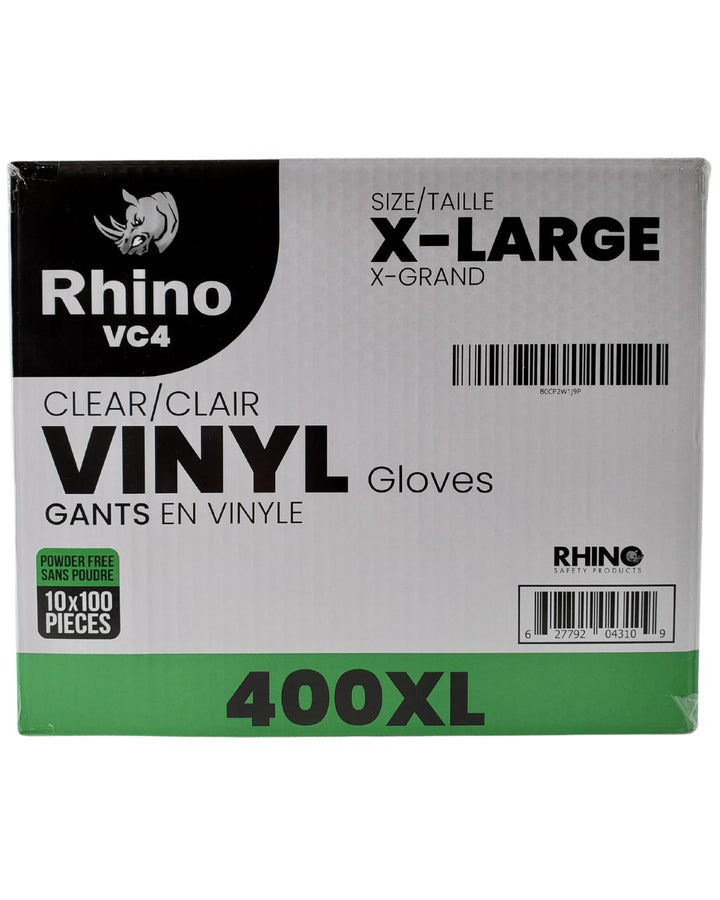 Rhino - VC4 - Clear Vinyl Gloves - Extra Large - 10 x 100 count