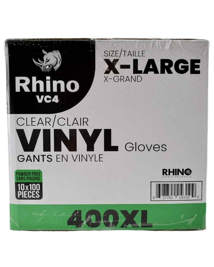 Rhino - VC4 - Clear Vinyl Gloves - Extra Large - 10 x 100 count