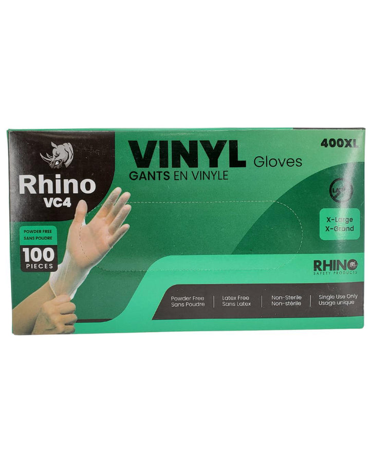 Rhino - VC4 - Clear Vinyl Gloves - Extra Large - 10 x 100 count