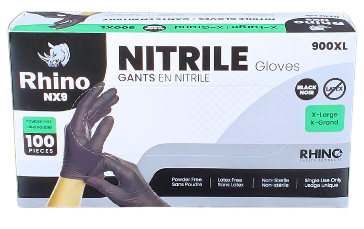 Rhino - NX9 - Black Nitrile Gloves - PF -  Extra Large - 900XL