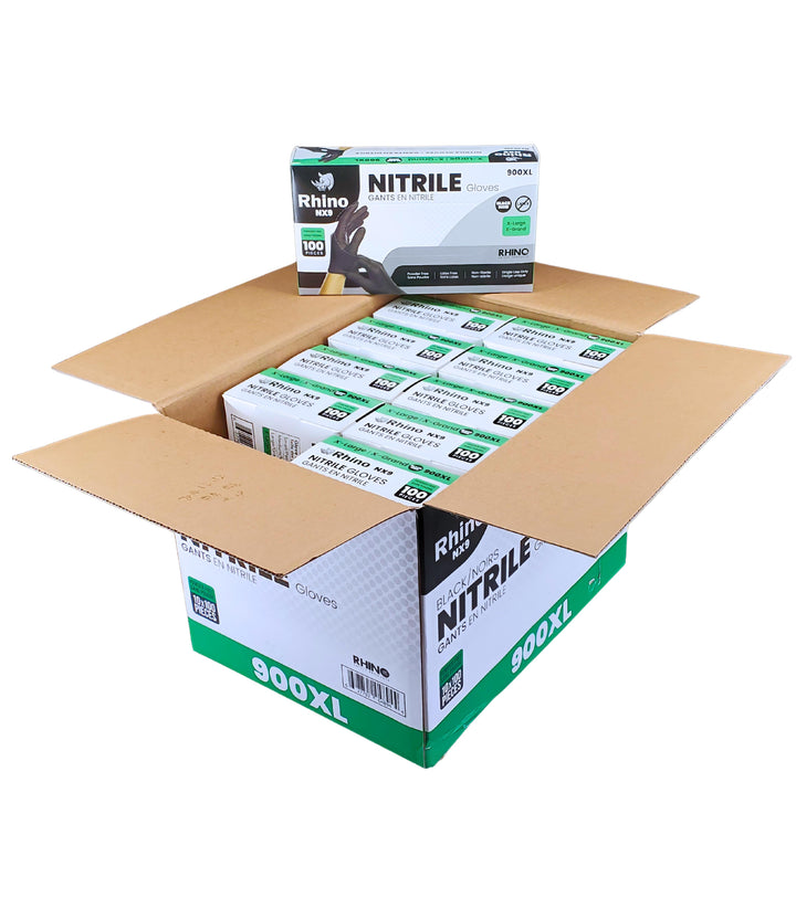 Rhino - NX9 - Black Nitrile Gloves - PF -  Extra Large - 900XL
