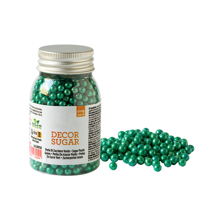 Metallic Green Sugar Pearls, 5mm - Canadian Distribution - Ships Free Within Canada on Orders Above CAD $199