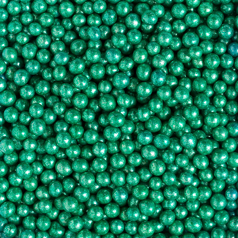 Metallic Green Sugar Pearls, 5mm - Canadian Distribution - Ships Free Within Canada on Orders Above CAD $199
