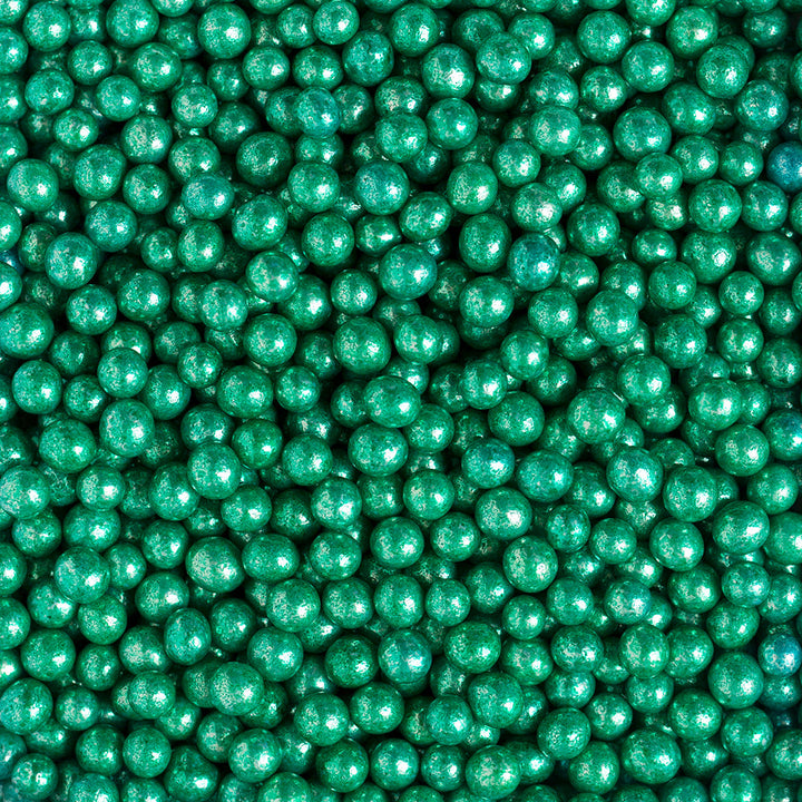Metallic Green Sugar Pearls, 5mm - Canadian Distribution - Ships Free Within Canada on Orders Above CAD $199