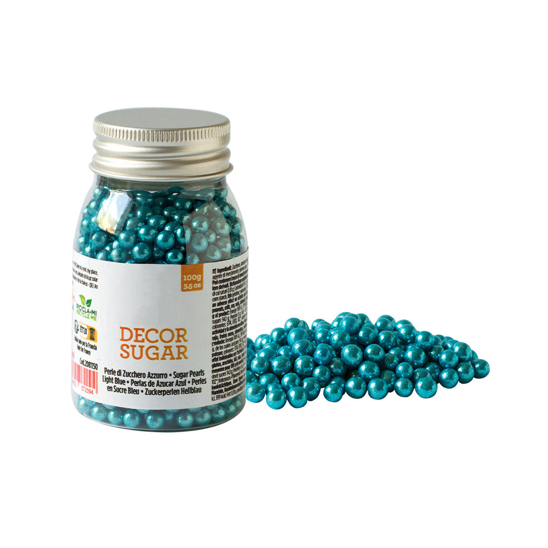 Metallic Light Blue Sugar Pearls, 5mm - Canadian Distribution - Ships Free Within Canada on Orders Above CAD $199