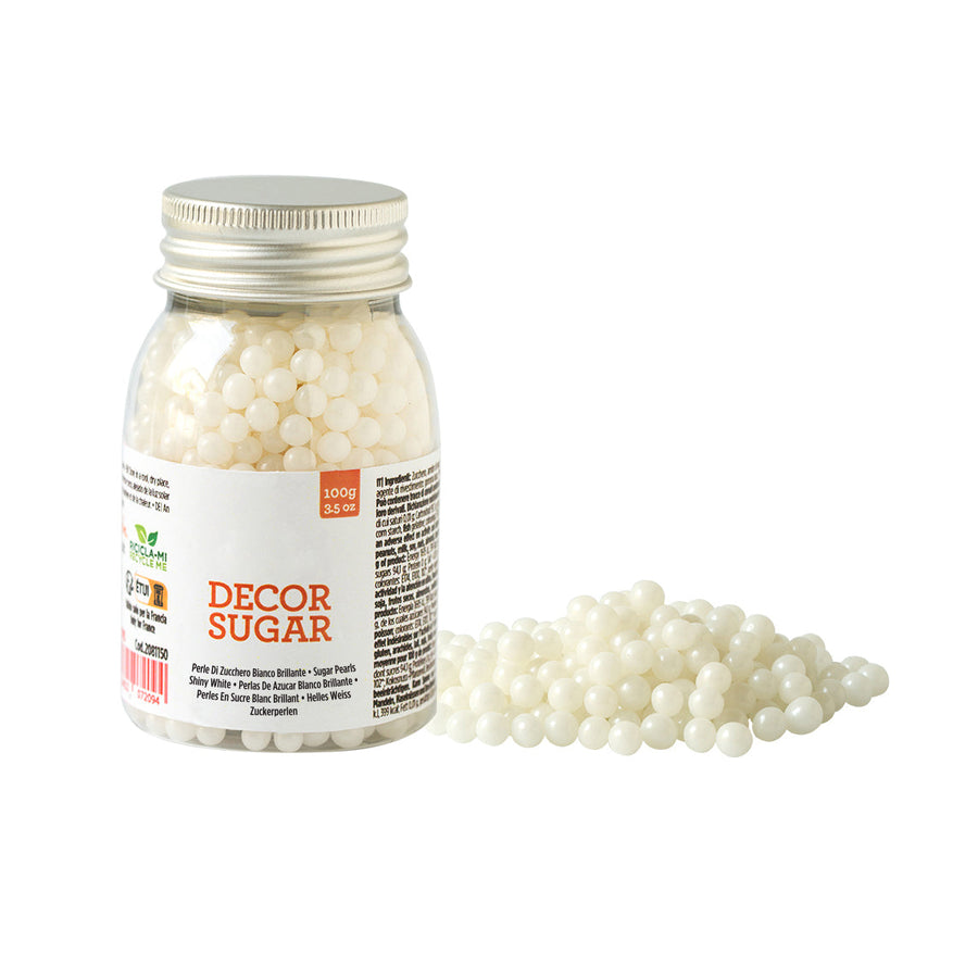 Shiny White Sugar Pearls, 5mm - Canadian Distribution - Ships Free Within Canada on Orders Above CAD $199