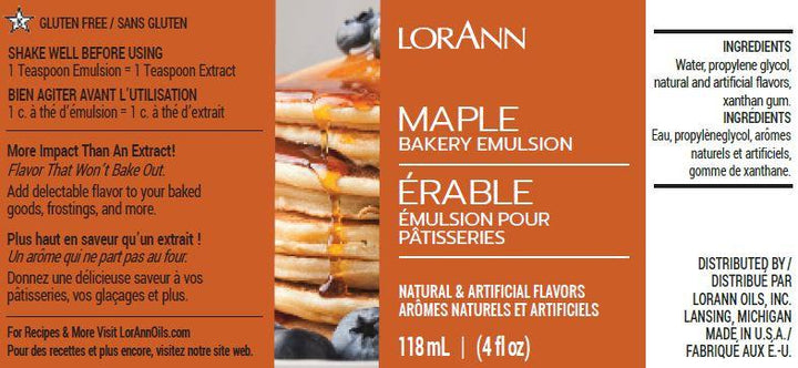 Maple Bakery Emulsion - 4 oz. - 16 oz. - 1 Gallon - 5 Gallons - Bakery Emulsions Canada