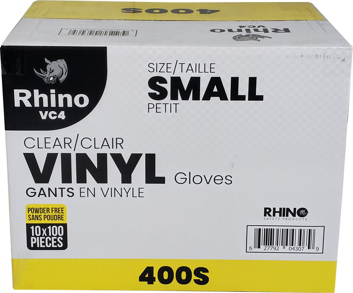 Rhino - VC4 - Clear Vinyl Gloves - Small - 10 x 100 count