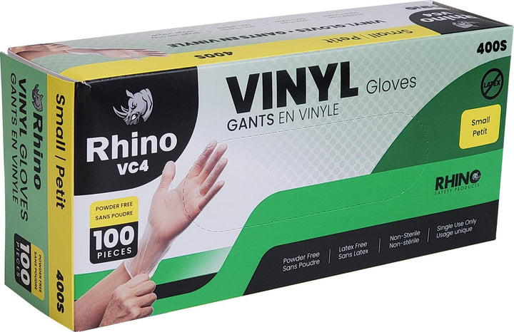 Rhino - VC4 - Clear Vinyl Gloves - Small - 10 x 100 count