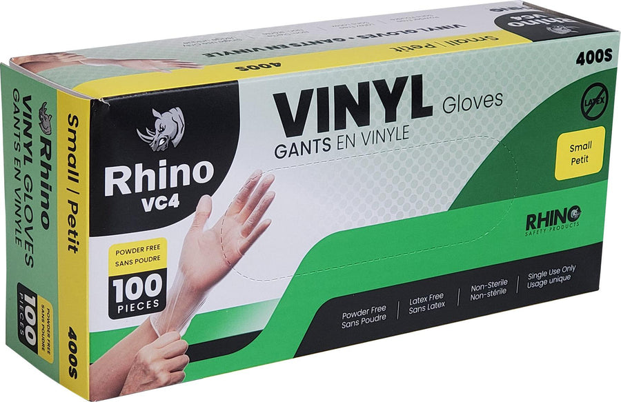 Rhino - VC4 - Clear Vinyl Gloves - Small - 10 x 100 count