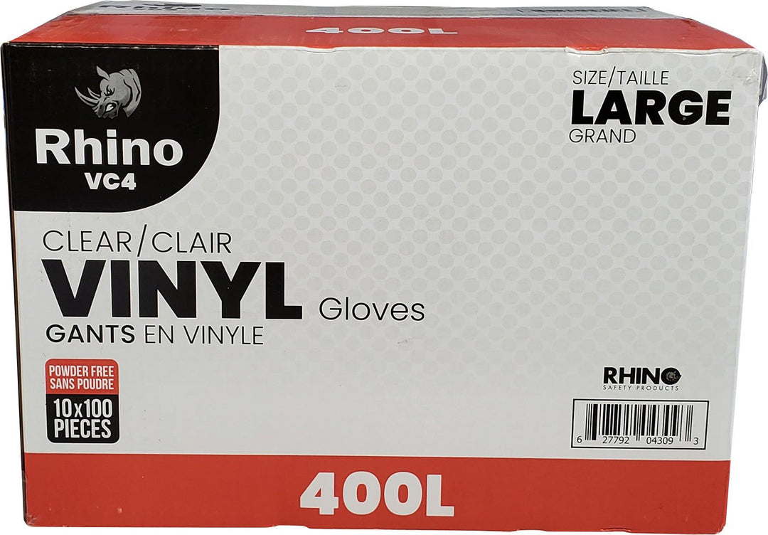 Rhino - VC4 - Clear Vinyl Gloves - Large - 10 x 100 count
