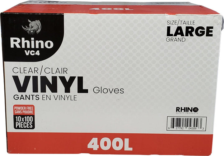 Rhino - VC4 - Clear Vinyl Gloves - Large - 10 x 100 count