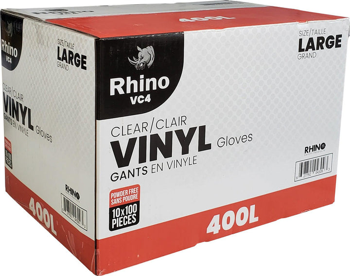 Rhino - VC4 - Clear Vinyl Gloves - Large - 10 x 100 count