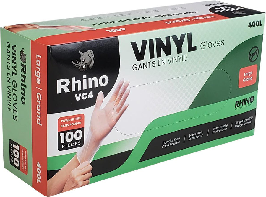 Rhino - VC4 - Clear Vinyl Gloves - Large - 10 x 100 count