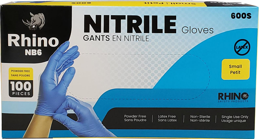 Rhino - NB6 - Blue Nitrile Gloves - Small - 600S