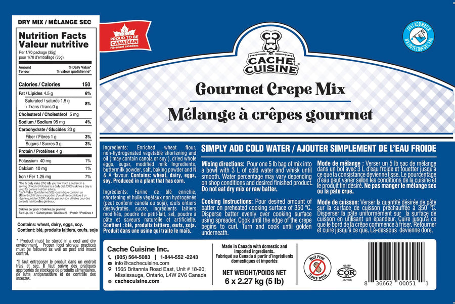 Gourmet Crepe Mix - Case of 6 x 5lb. - Simply Add Water - Product of Canada