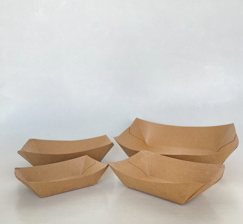 Kraft Boat Food Tray PLA Lined (4/250) - 6/8 oz - 1/3/5 lb - 1000cs