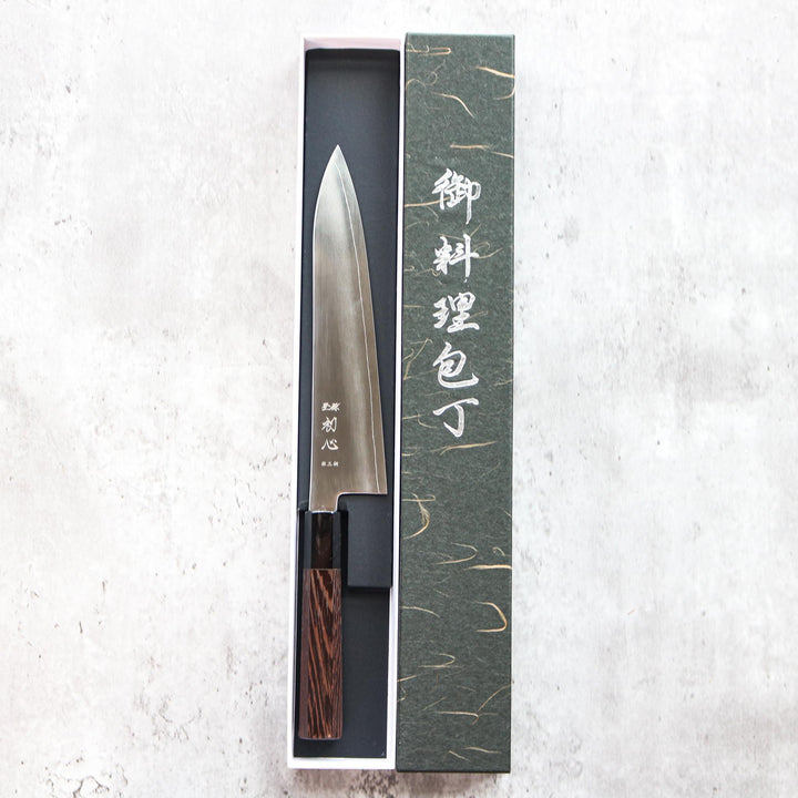 Hatsukokoro Ginsou Gyuto 215 mm (Manche Wengé) 