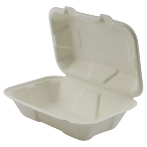 Hinged Bagasse Container 9x6x3"
