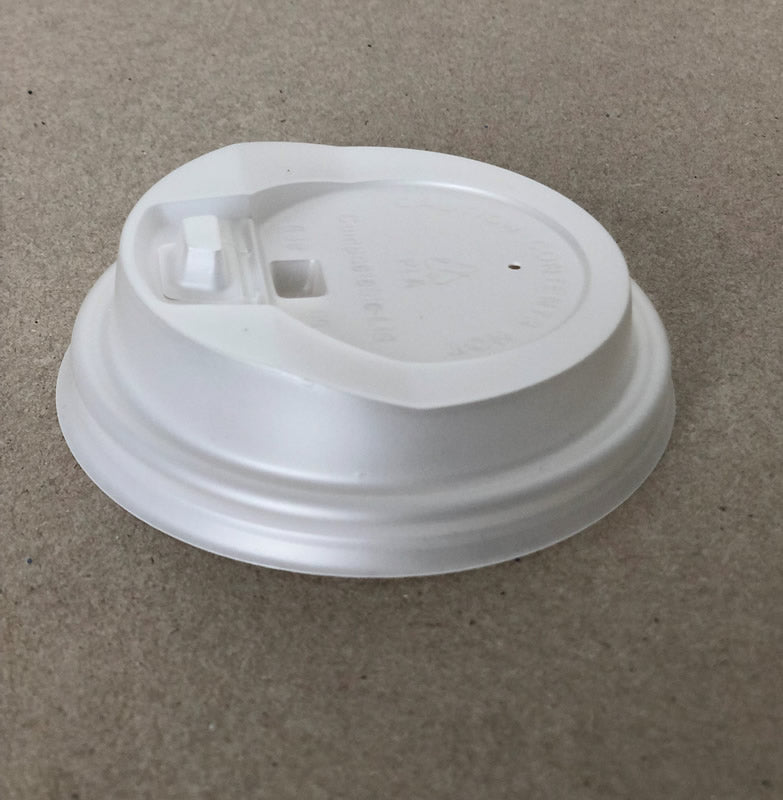 Travel White PLA Compostable Hot Cup Lid - 8/10-20 oz - 1000cs BPI