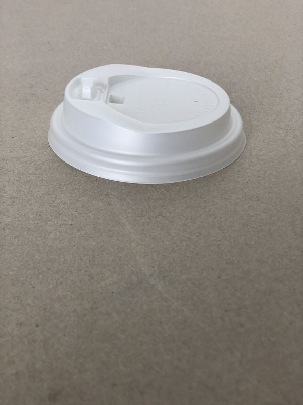 Travel White PLA Compostable Hot Cup Lid - 8/10-20 oz - 1000cs BPI - Disposable Take Away Food Packaging - Canadian Distribution