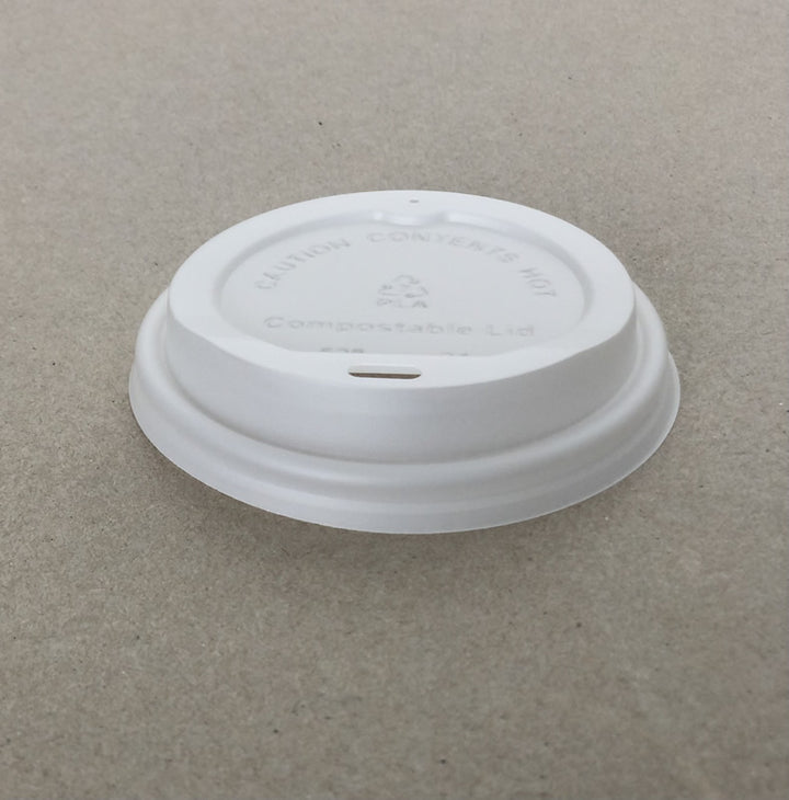 Sip White PLA Compostable Hot Cup Lid - 4/6/8/10-20 oz - 1000cs BPI - Disposable Take Away Food Packaging - Canadian Distribution