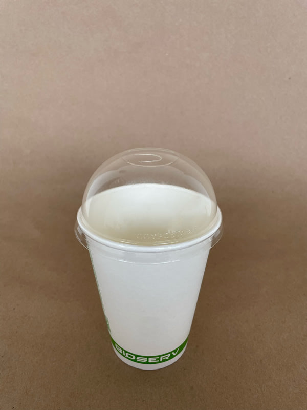 PLA Dome W/Hole Cold Cup Lid 90mm 1000cs BPI - Disposable Take Away Food Packaging - Canadian Distribution
