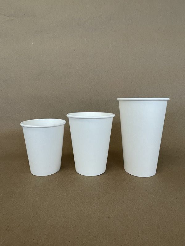 White Plain Single Wall Hot Cup - 8/12/16 oz - 1000cs BPI