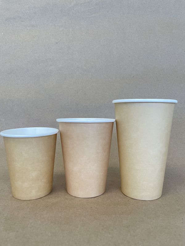 Kraft Plain Single Wall Hot Cup - 8/12/16 oz - 1000cs BPI