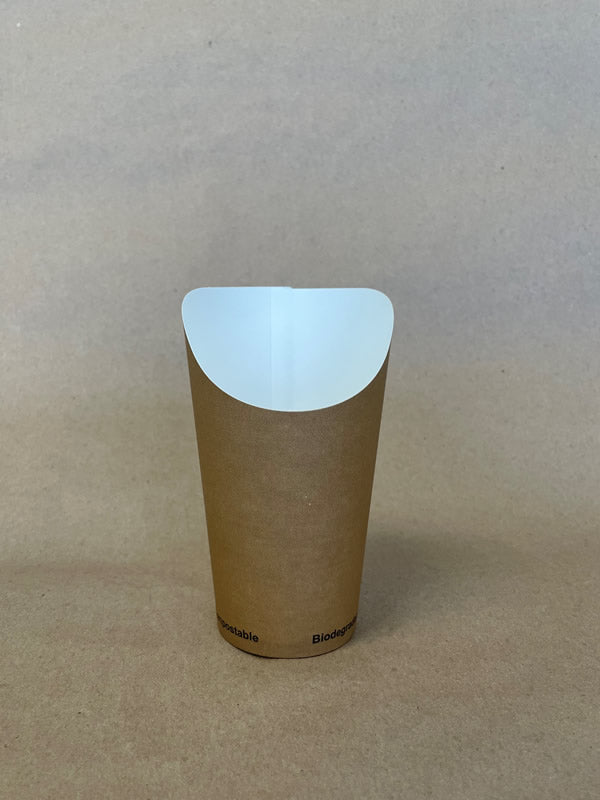 Kraft Chip Cup PLA Lined - 12/16 oz - 500cs/1000cs - Disposable Take Away Food Packaging - Canadian Distribution