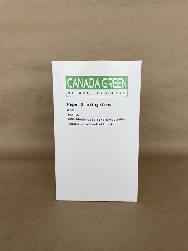 8 5/8" Wrapped White Paper Straw .25"dia/4PLY/3600cs - Disposable Take Away Food Packaging - Canadian Distribution